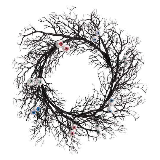 30" Halloween Gazing Eyeballs Twig Wreath